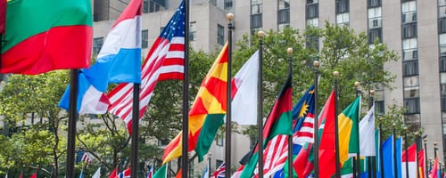 International flags representing political risks