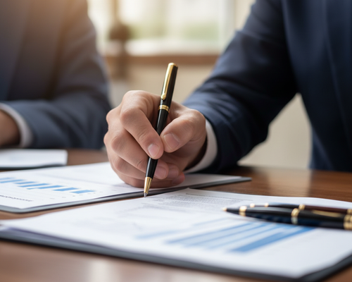 Financial advisor meeting with client and bank lender