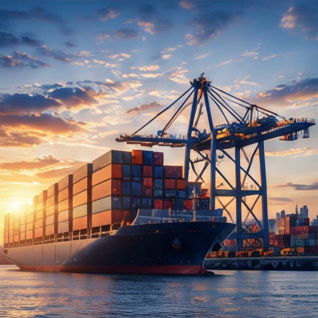 Cargo cranes at port representing foreign accounts receivable